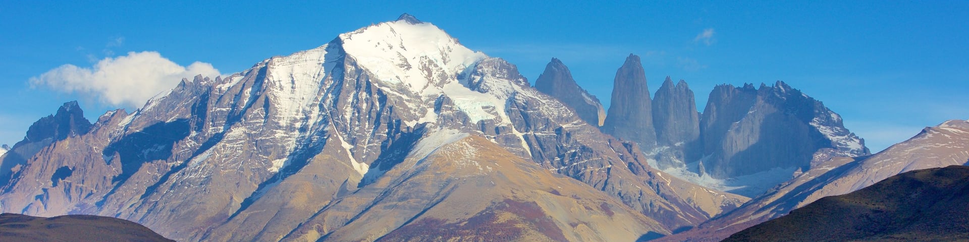 Torres Del Paine featuring a lake or waterhole, landscape views and mountains