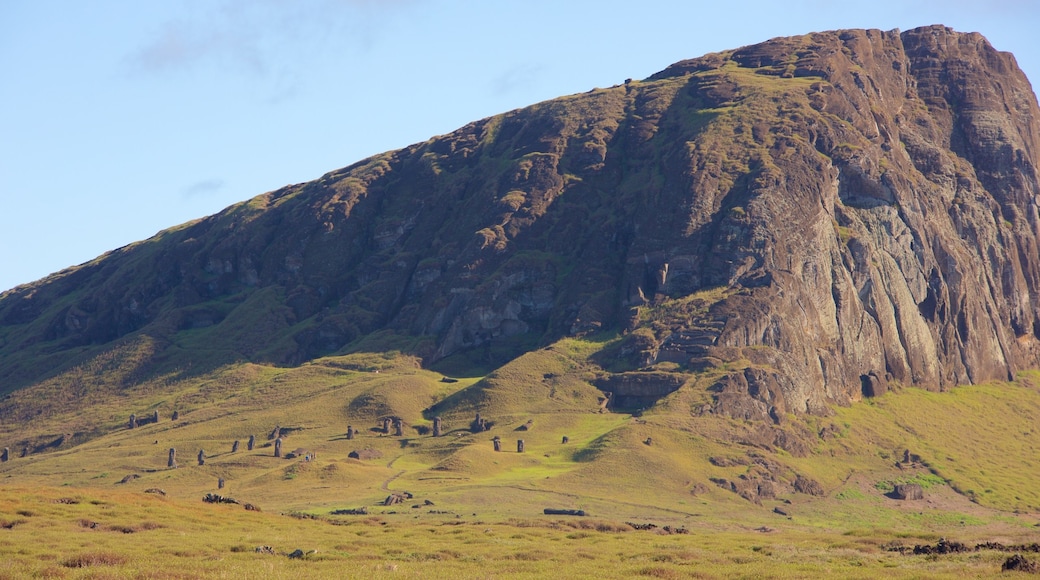 Rano Raraku featuring mountains and tranquil scenes