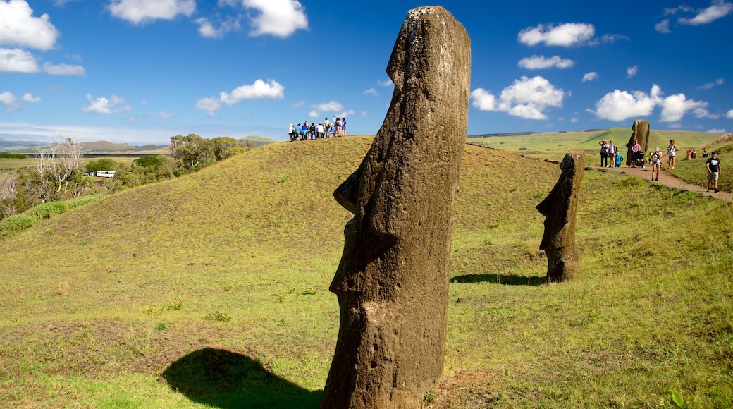 Rano Raraku which includes heritage elements and a statue or sculpture