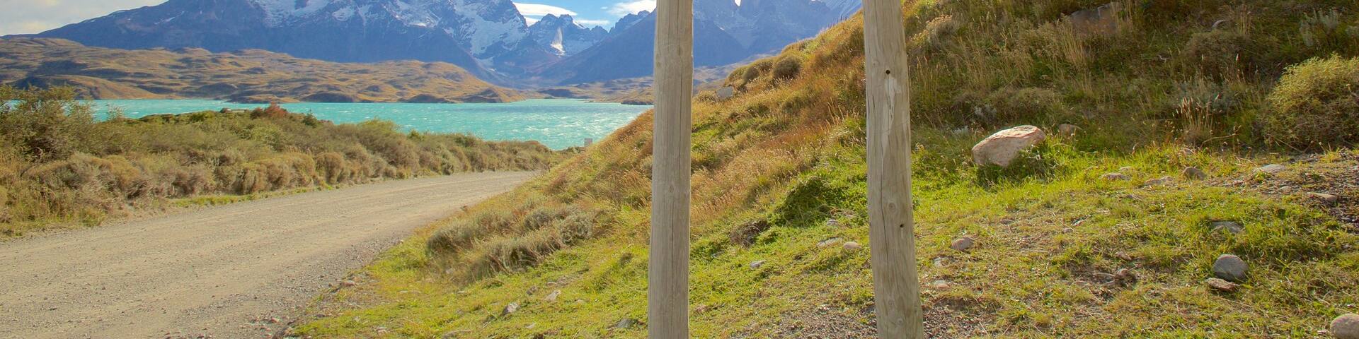 Torres Del Paine featuring signage, tranquil scenes and landscape views