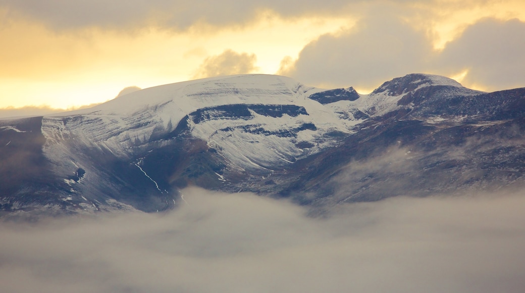 Canal Upsala montrant brume ou brouillard et montagnes