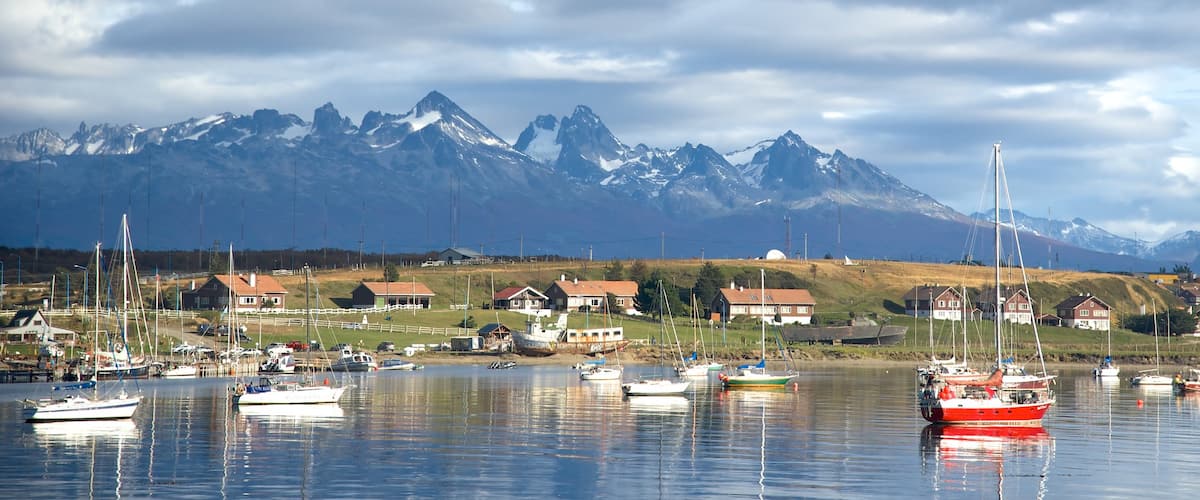 Ushuaia Port showing a lake or waterhole, landscape views and a bay or harbour