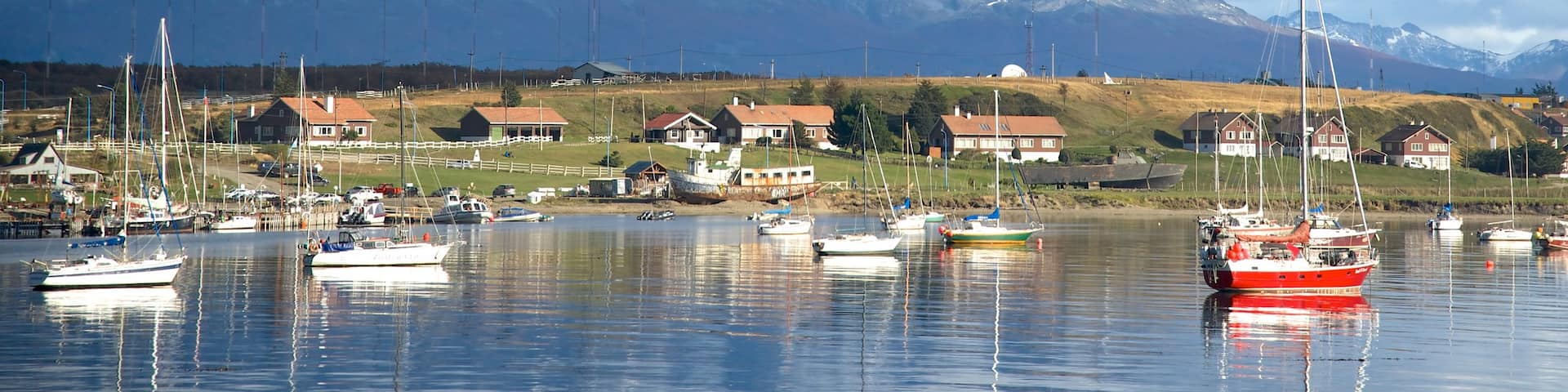 Ushuaia Port showing a lake or waterhole, landscape views and a bay or harbour