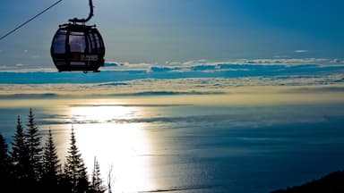 Estación de esquí Le Massif de Charlevoix que incluye una góndola y un río o arroyo