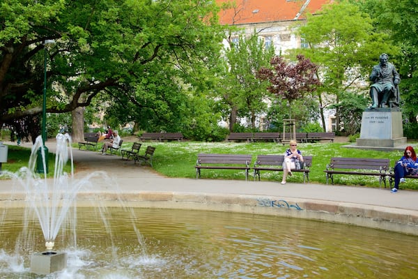 Charles Square which includes a park and a fountain