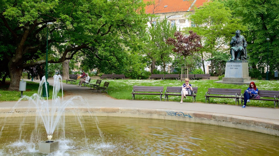 Charles Square featuring a garden and a fountain