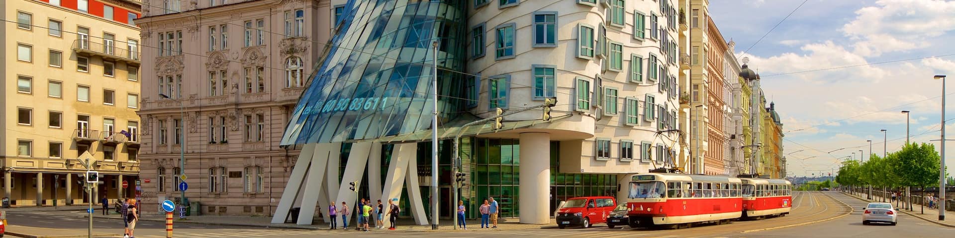 Prague Dancing House which includes a city