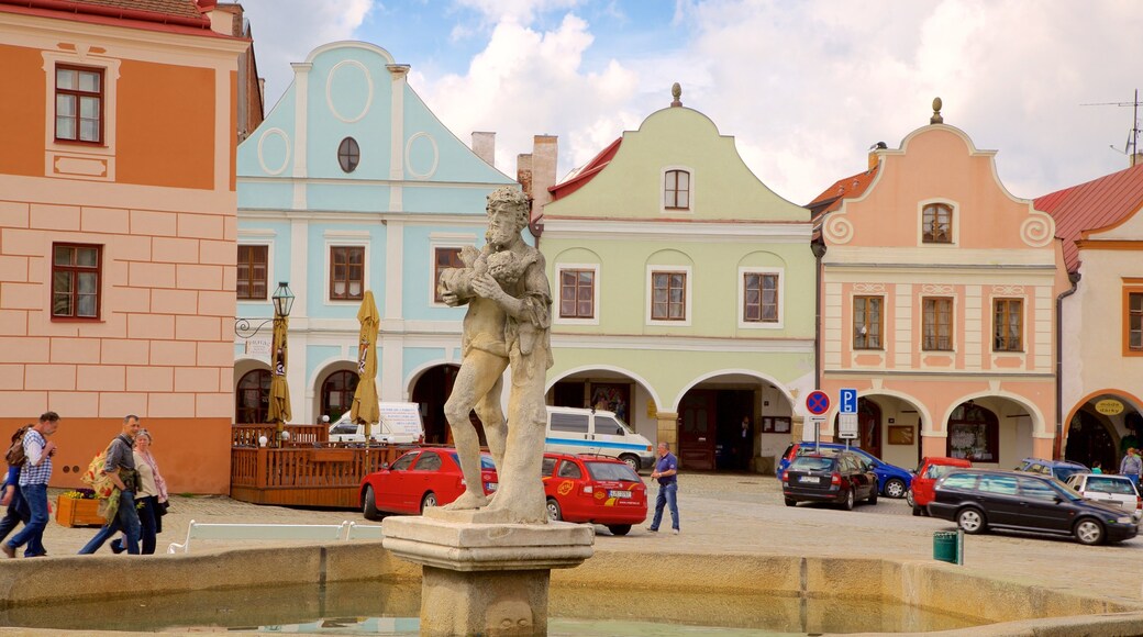 Vysocina Region das einen Stadt und Springbrunnen