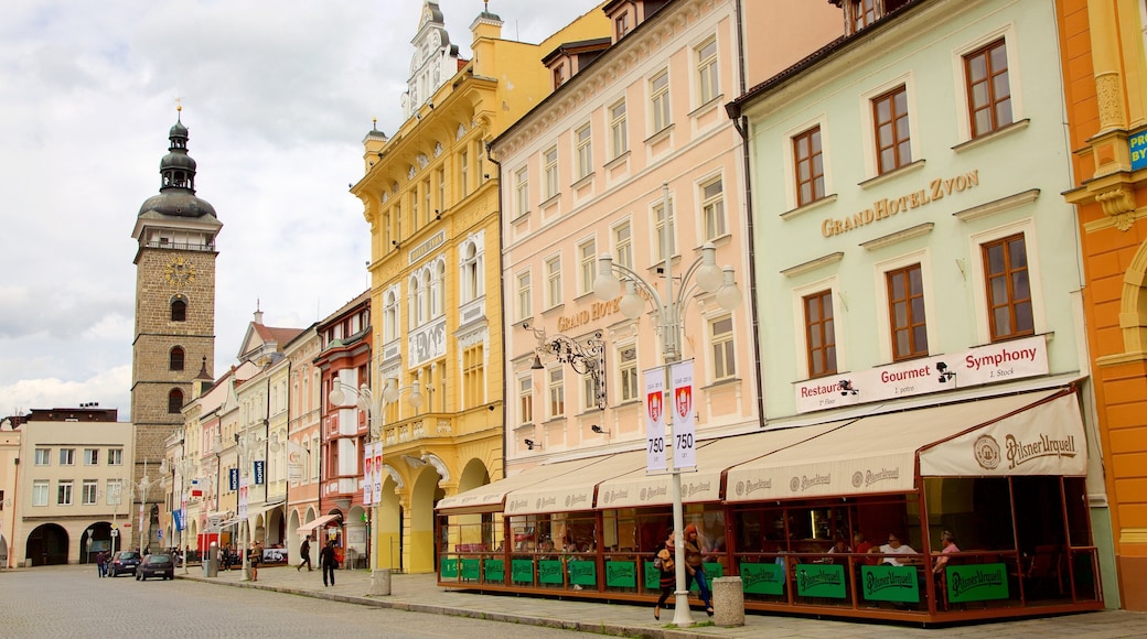 Ceske Budejovice featuring a city