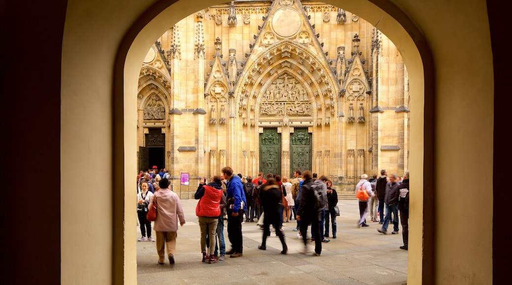 St. Vitus Cathedral showing heritage elements, a square or plaza and a city