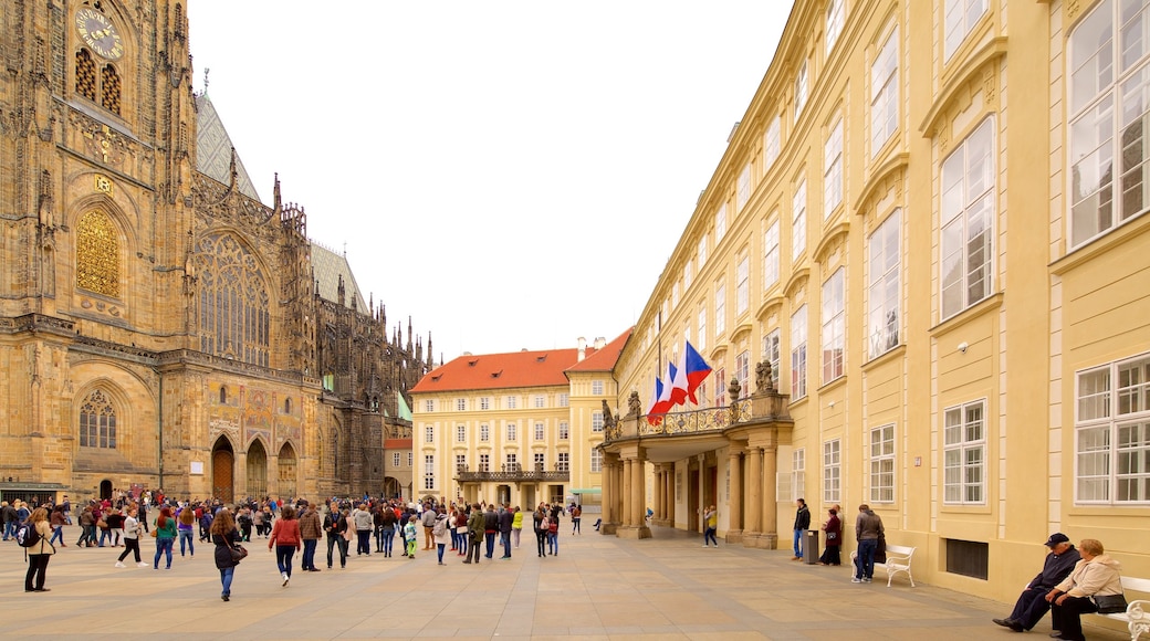 St. Vitus Cathedral showing a square or plaza, heritage architecture and a city