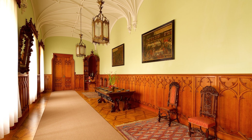 Lednice Liechtenstein Castle which includes a castle and interior views