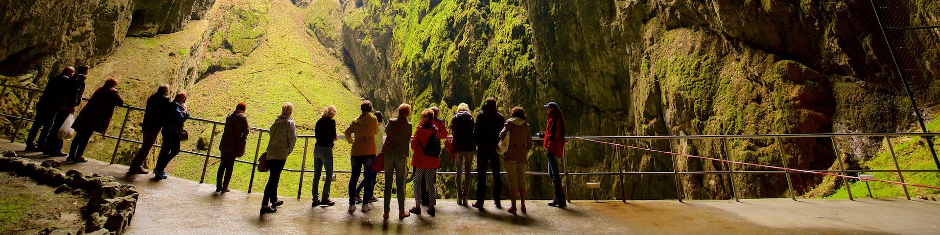 South Moravian featuring caves as well as a small group of people