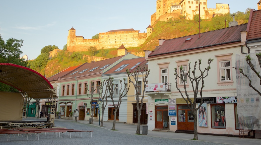 Trencin which includes a city and street scenes