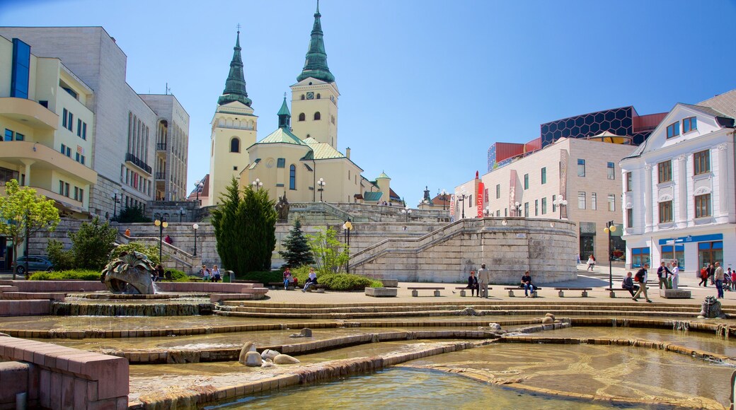 Zilina montrant ville, square ou place et fontaine