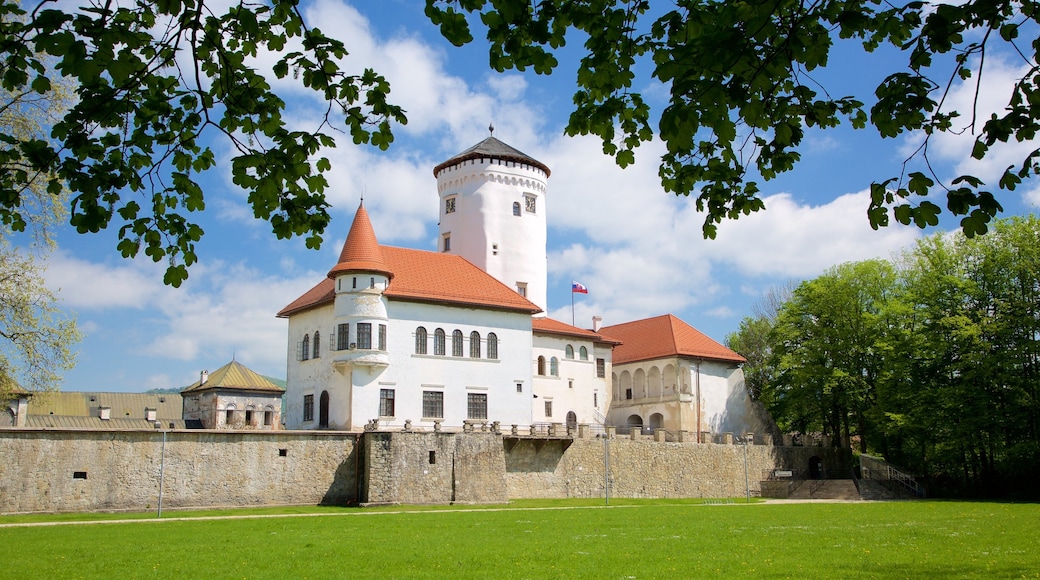 Budatin Castle showing a park and heritage elements