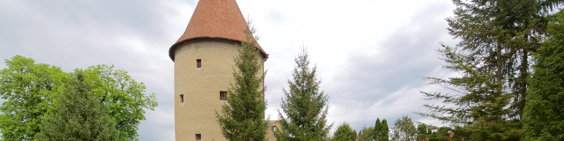 Bardejov que incluye elementos del patrimonio y un parque