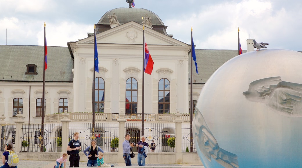 Presidential Palace which includes an administrative buidling, a statue or sculpture and a castle