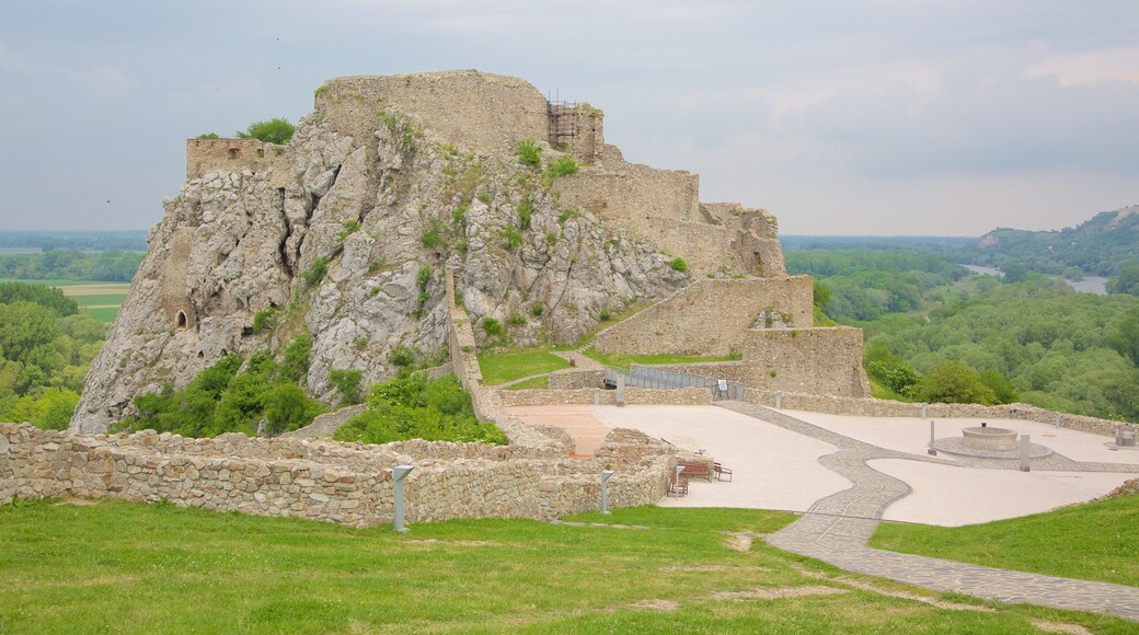 Devin-slottet som visar historiska element, chateau eller palats och en ruin