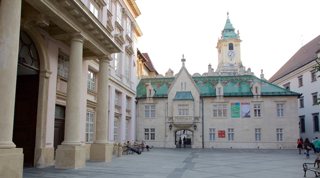 Palacio de Primate mostrando una ciudad, elementos patrimoniales y una plaza