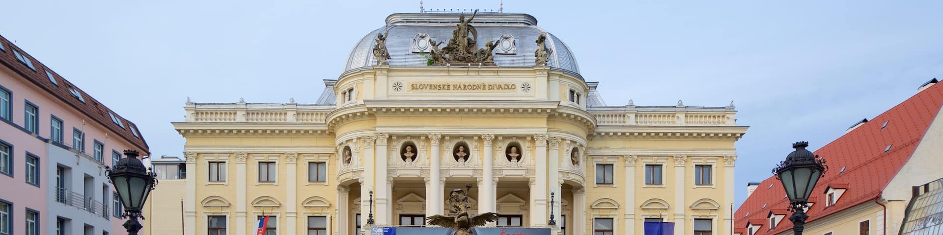 Old Slovak National Theater featuring a square or plaza, heritage architecture and theater scenes