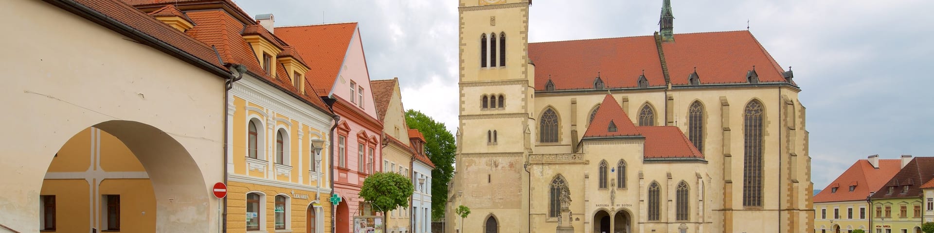 Church of St. Aegidius showing street scenes, a church or cathedral and a square or plaza