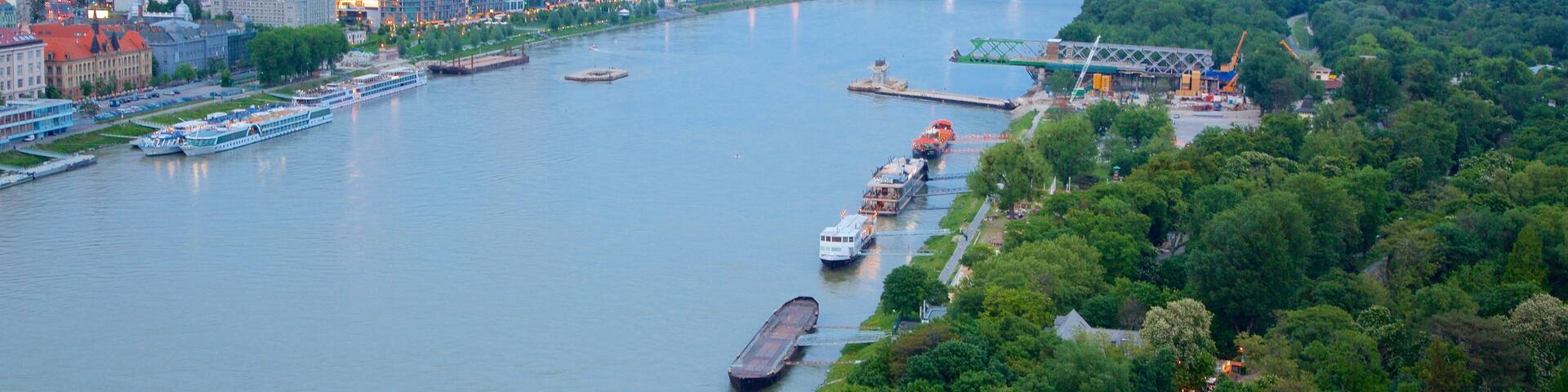 Bratislava featuring a river or creek and a city