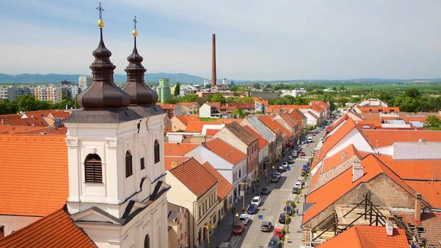 Trnava toont een kerk of kathedraal en een stad