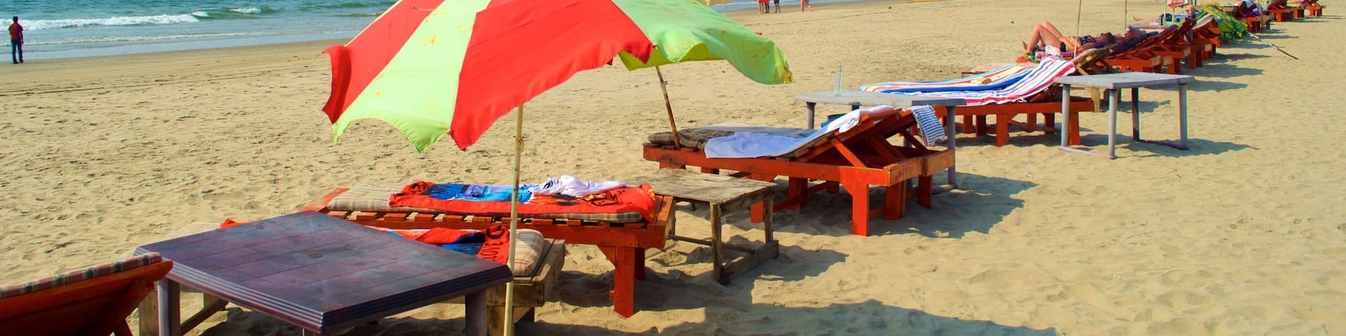 Mandrem Beach showing a beach and general coastal views