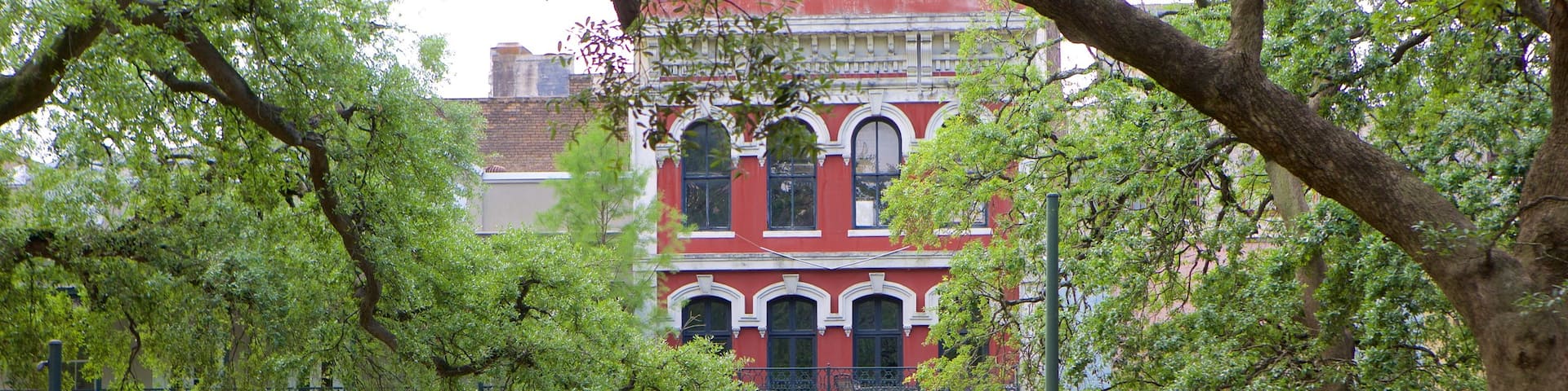 Mobile showing heritage architecture and a garden