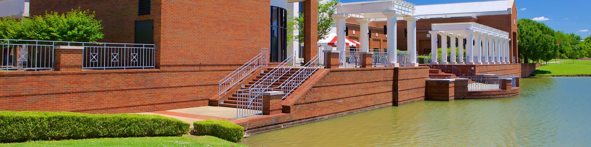 Montgomery Museum of Fine Arts showing a pond and heritage architecture