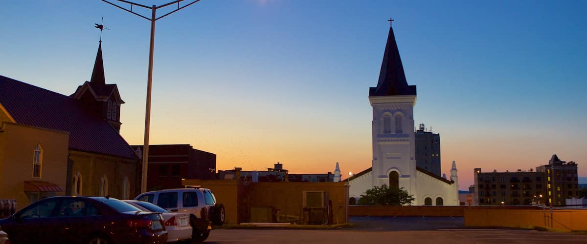 Huntsville which includes a sunset and a church or cathedral
