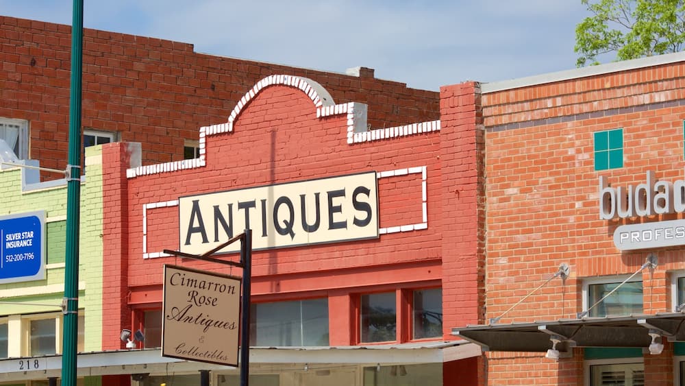 Buda featuring signage