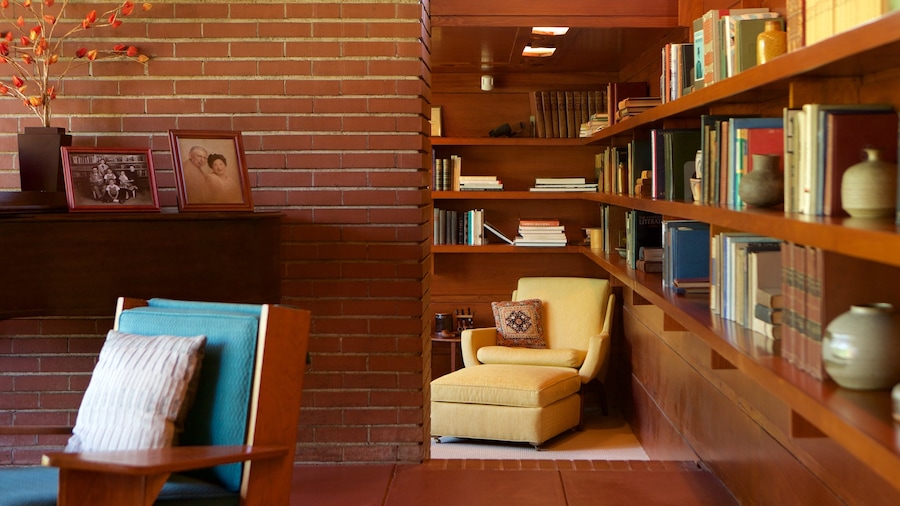 Rosenbaum House di Frank Lloyd Wright mostrando vista interna e casa