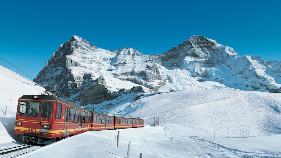 Eiger which includes snow and railway items