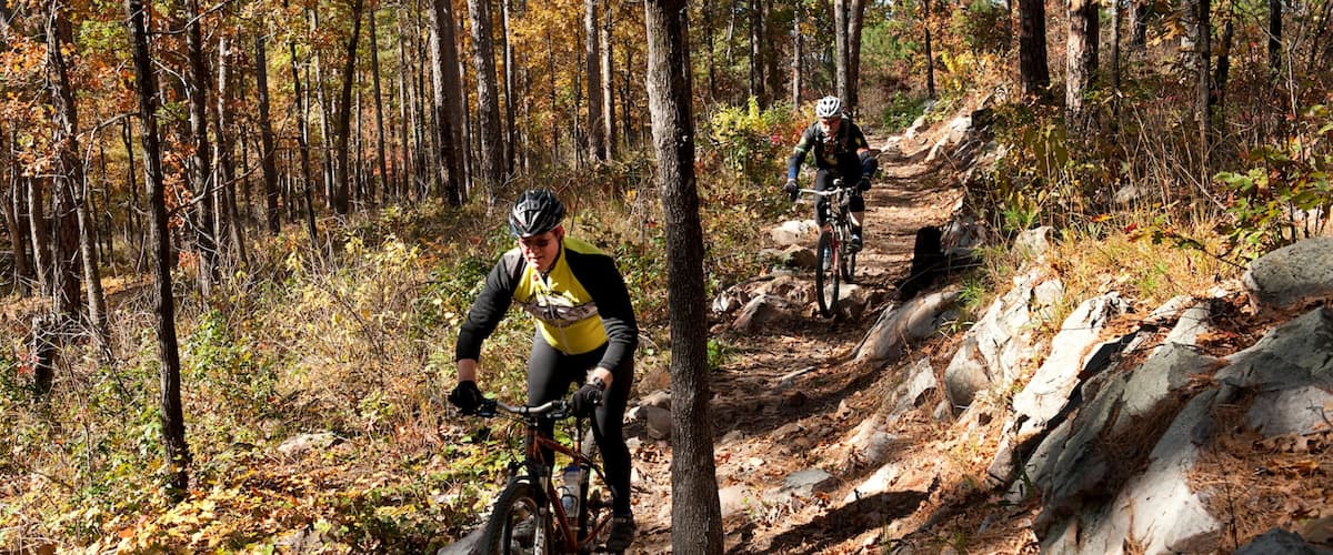 Bismarck showing mountain biking as well as a small group of people