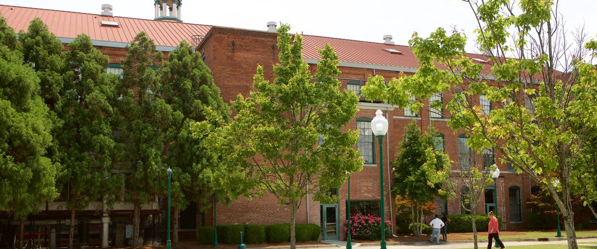 The Augusta Canal Interpretive Center at Enterprise Mill featuring a park