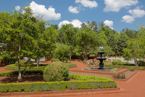 State Botanical Garden of Georgia que incluye una fuente, un parque y flores