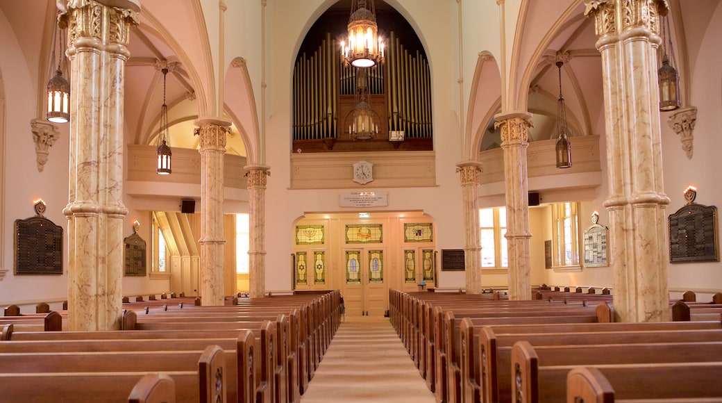 Mickve Israel Temple showing interior views, religious elements and a temple or place of worship