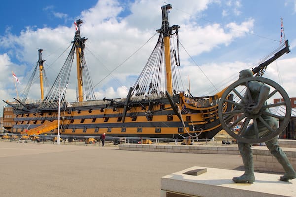 HMS Victory which includes heritage elements and a statue or sculpture