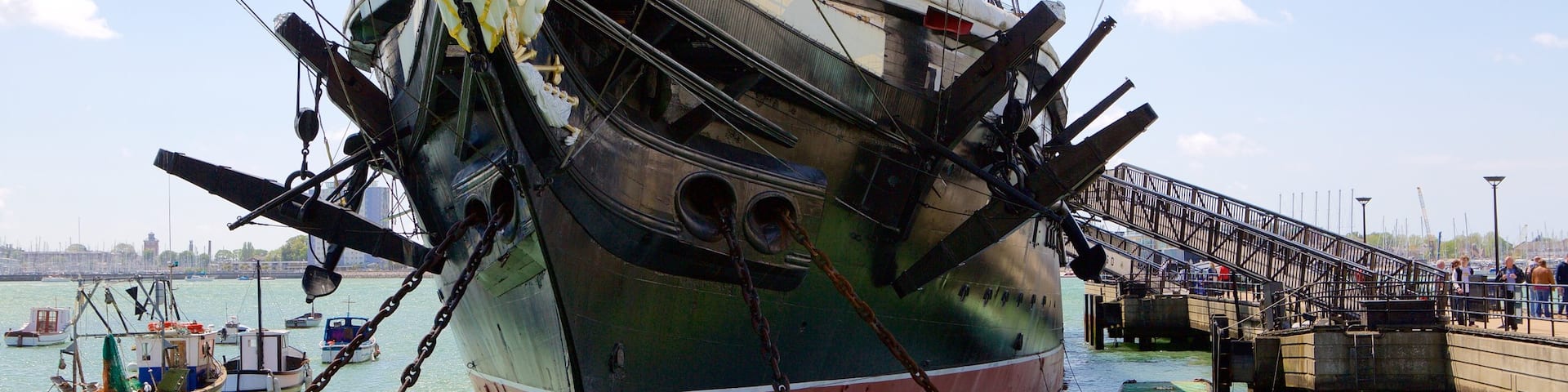 HMS Warrior featuring a bay or harbor and heritage elements