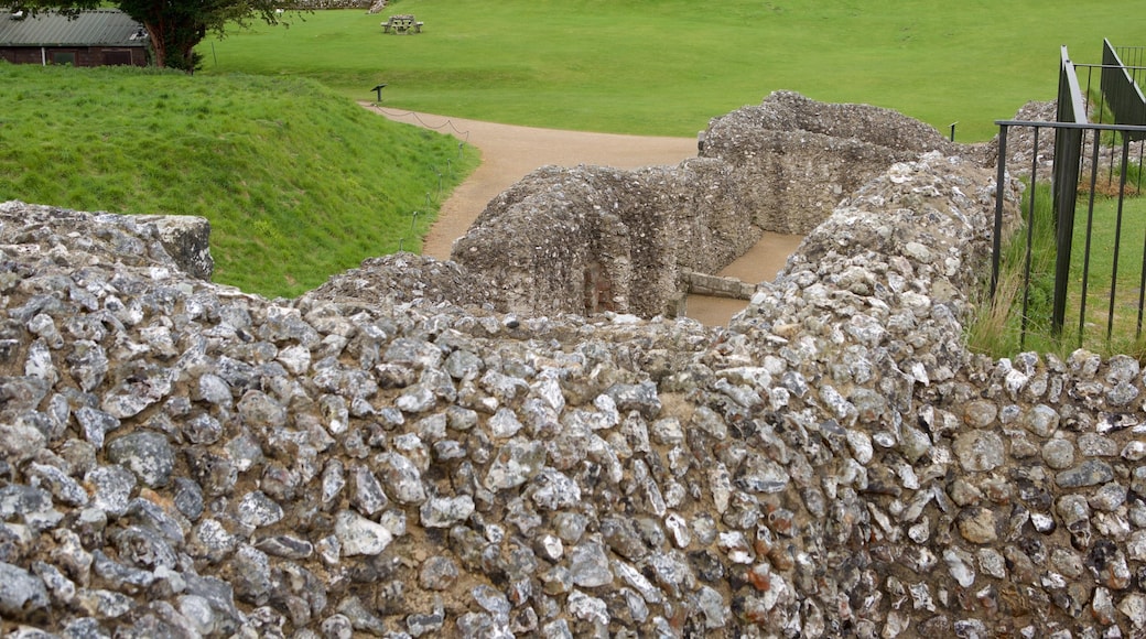 Old Sarum mostrando uma ruína e elementos de patrimônio