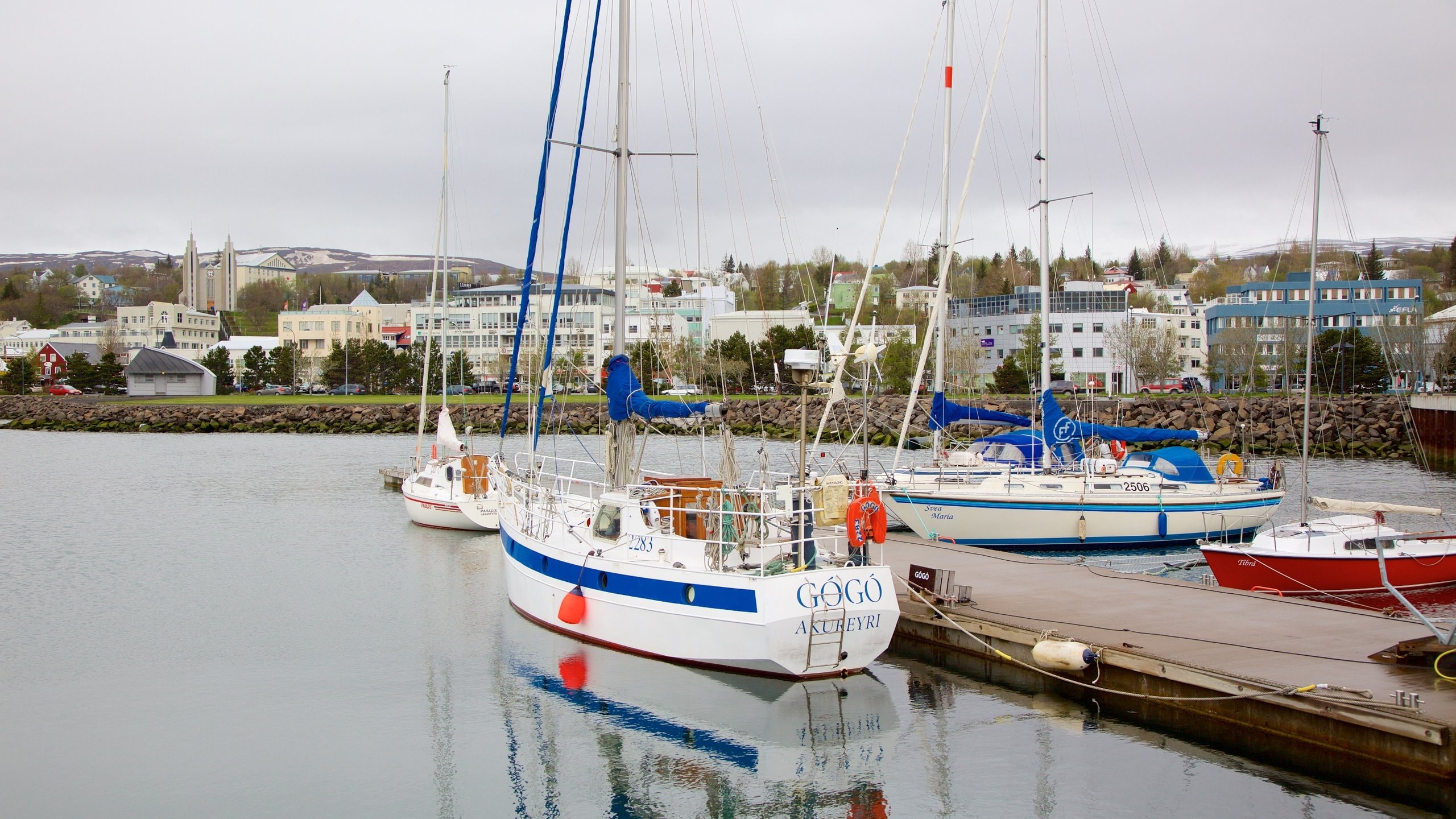 Akureyri featuring sailing and a lake or waterhole