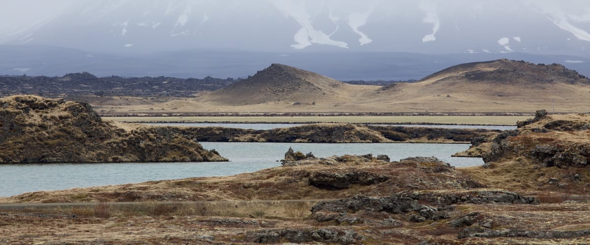 Myvatn featuring mist or fog
