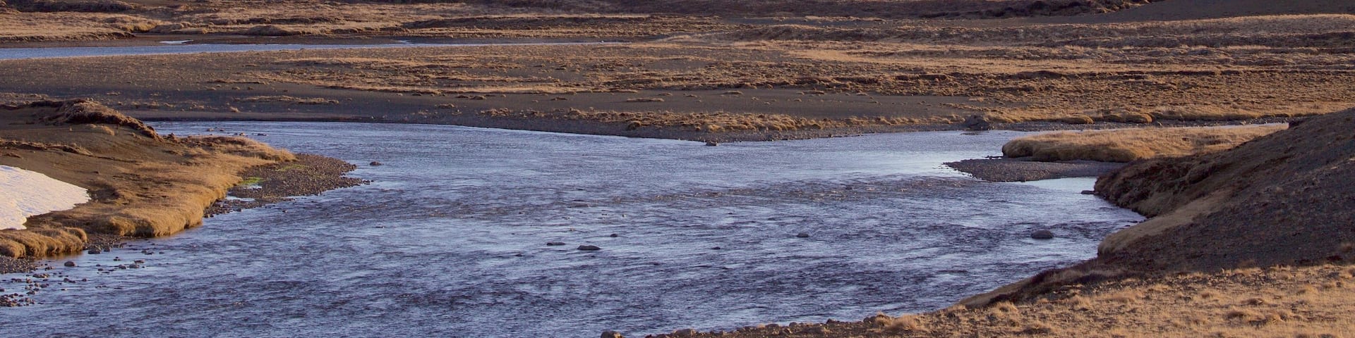 Laugarvatn featuring tranquil scenes, snow and a river or creek