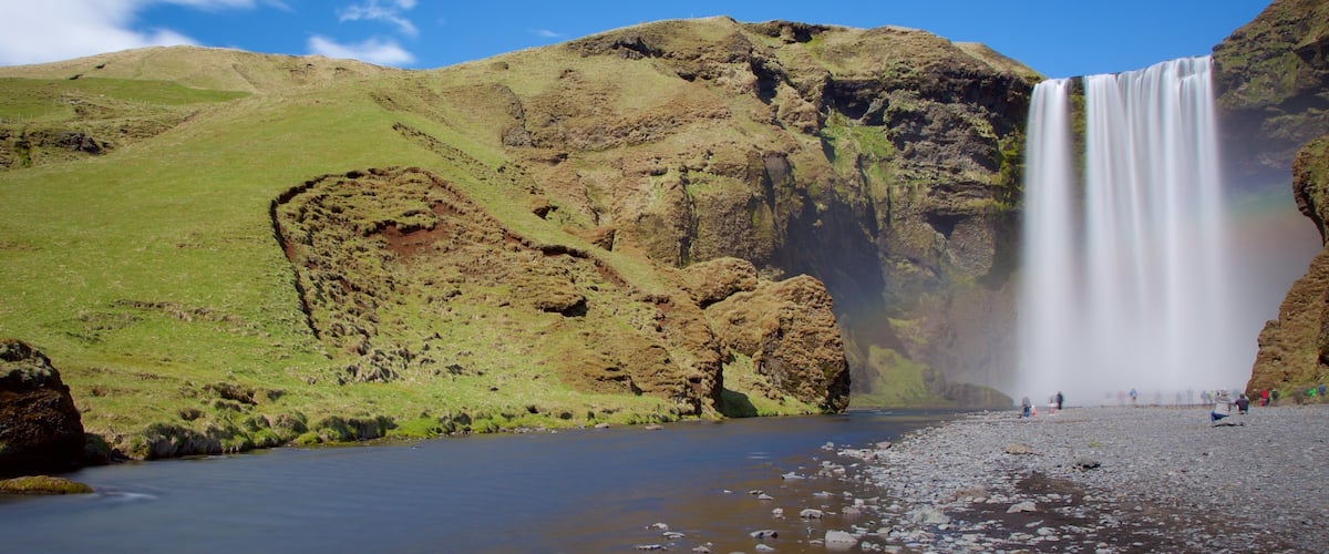 Skogafoss which includes a waterfall and a river or creek