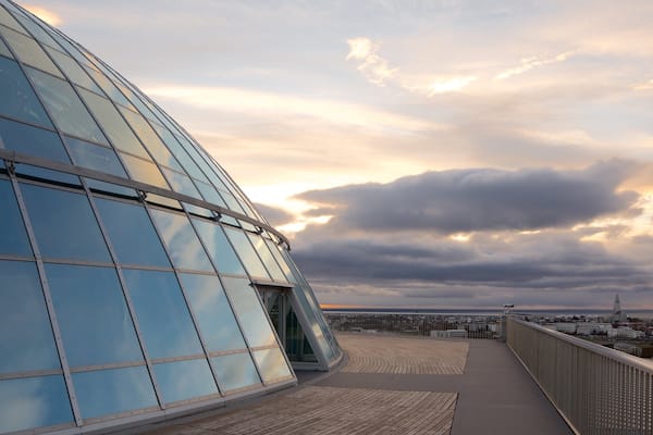 Perlan featuring a sunset and modern architecture
