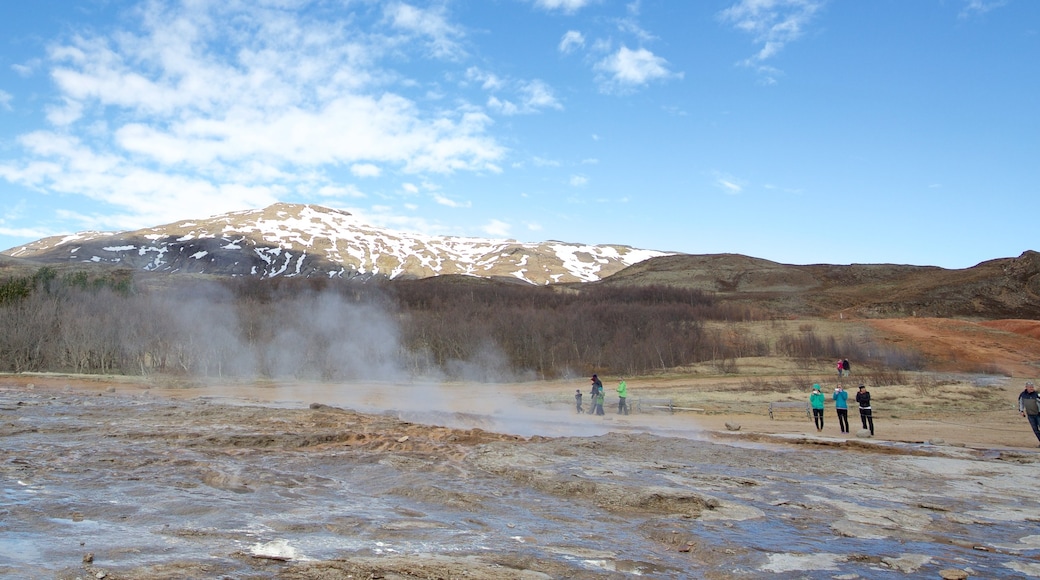 Sources chaudes de Geysir qui includes brume ou brouillard et scènes tranquilles