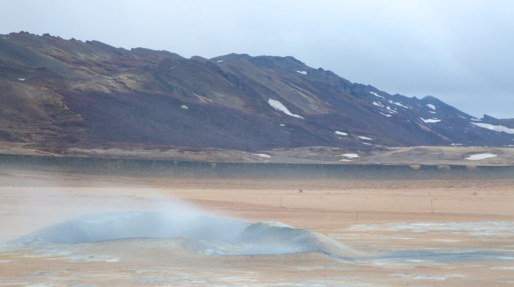 Namafjall showing mountains, mist or fog and a hot spring