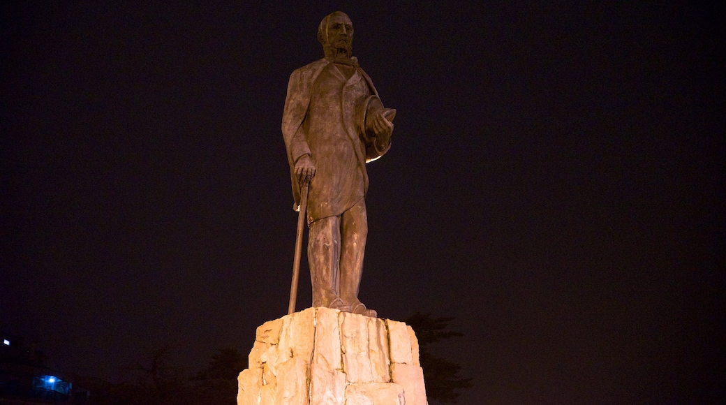 Plaza San Martin featuring night scenes and a statue or sculpture